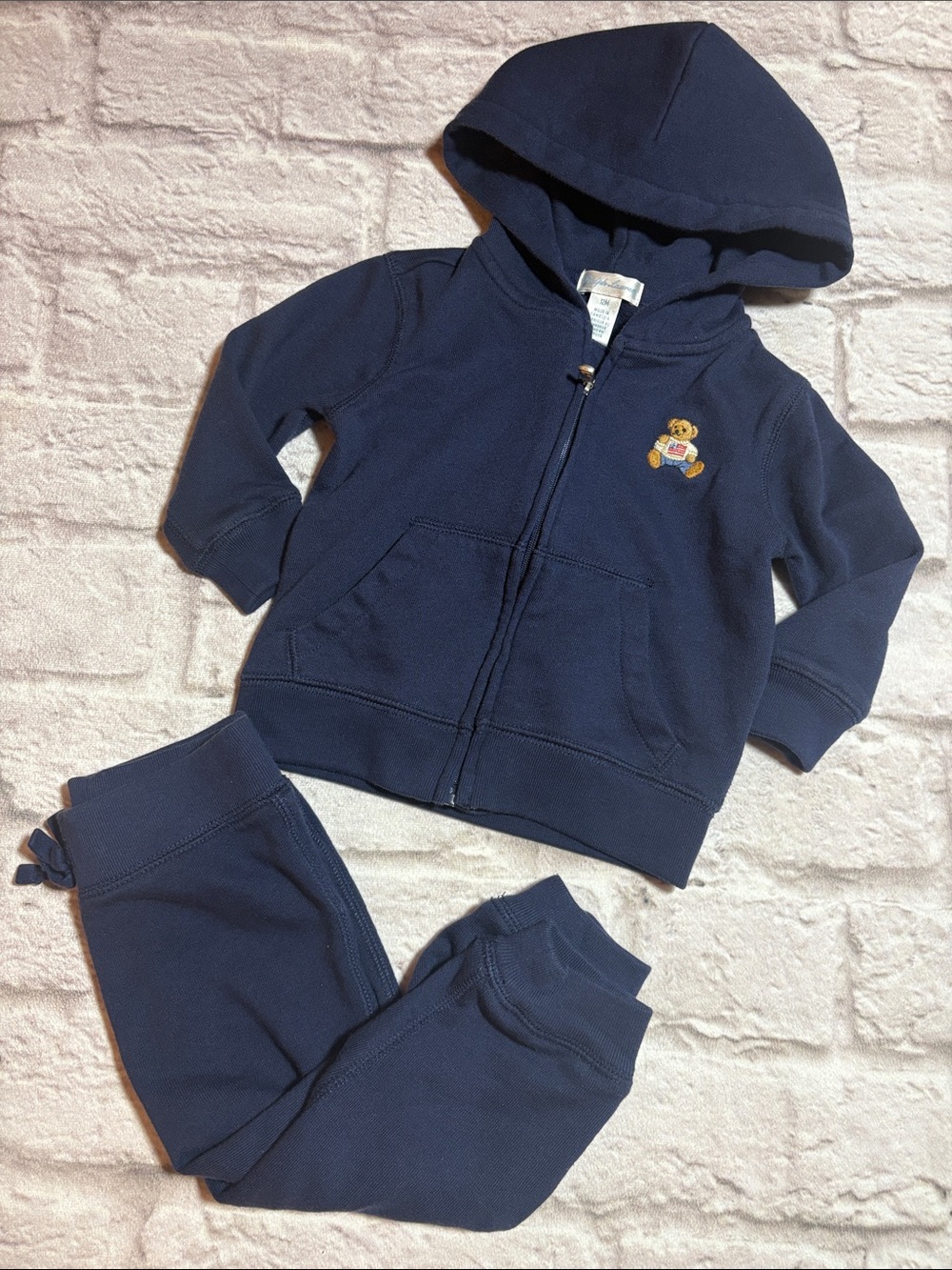 Ralph Lauren Navy Blue Polo Bear Sweatsuit 12M